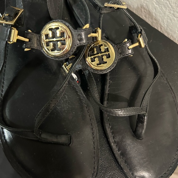Tory Burch Shoes - Tory Burch Black Sandals with Gold Accents